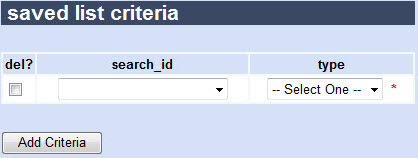 saved list criteria