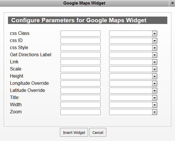 Configure Parameters for Google Maps Widget_Dialog Box-7.2