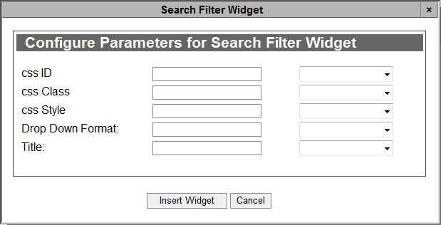 Configure Parameters for Search Filter Widget_Dialog Box-6.8