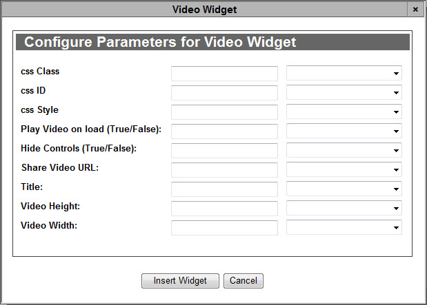 Configure Parameters for Video Web Widget_Dialog Box-7.0