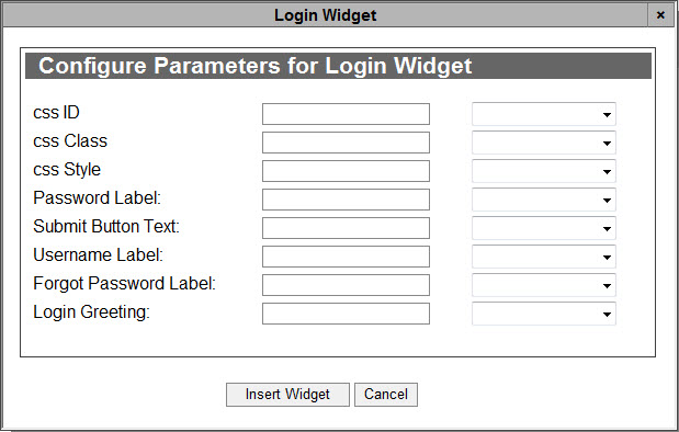 Configure Parameters for Login Web Widget_Dialog Box-6.8